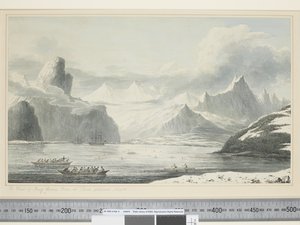 F.25 威廉王子之声中 Snug Corner Cove 的景色，约 1773-84 年（水彩） 作者 约翰·韦伯