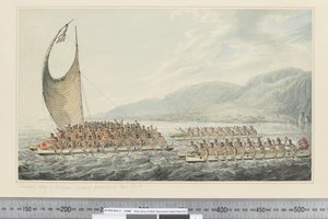 F.35 Tereoboo, King of Owyhee, bringing presents to Capt. Cook, c.1773-84 (watercolor)