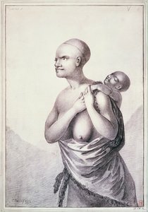 1777年1月，来自范迪门地区（现在的塔斯马尼亚）的原住民妇女，约翰-韦伯（1750-1793）绘制，澳大利亚 作者 约翰·韦伯