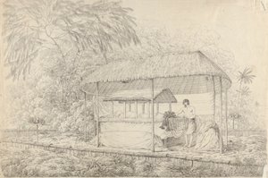 奥黑特帕酋长瓦黑阿杜阿（Waheiadooa）躺在病榻上 作者 约翰·韦伯
