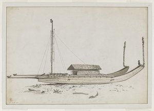 【全图】Otaheite【大溪地】双人旅行独木舟，雕刻精美 作者 约翰·韦伯