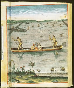 印第安人如何捕捉他们的鱼，来自&39;Admiranda Narratio ......&39;，由Theodore de Bry（1528-98）1590刻（见110123和111664） 作者 约翰怀特