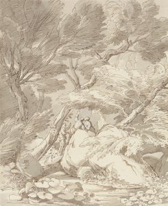 德文郡卡农泰恩岩石河岸上的数字 作者 约翰·怀特·雅培