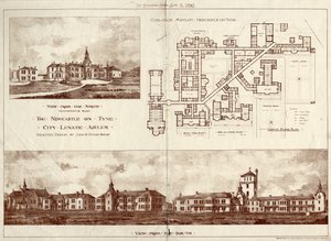 The Newcastle on Tyne Lunatic Asylum，Coxlodge，c.1829（photolitho） 作者 约翰·威廉·戴森