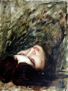 奥菲斯的头像--素描，约 1899-1900 年（木板油画） 作者 约翰·威廉姆·沃特豪斯