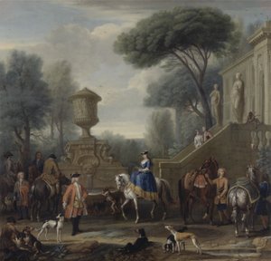 为狩猎做准备，c.1740-50（布面油画） 作者 约翰·伍顿
