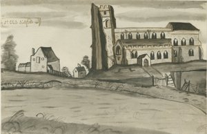 利奇菲尔德-乍得教堂：钢笔和水洗图纸，编号[1784]（绘画）