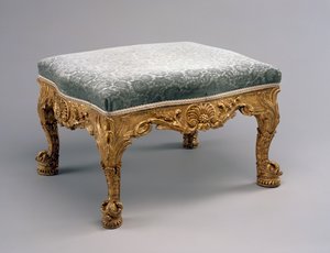 凳子，c.1757（石灰木，镀金和室内装潢）