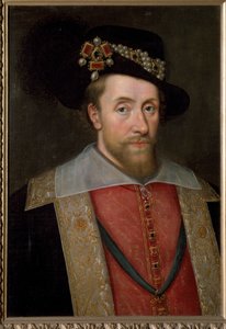 英格兰和爱尔兰国王詹姆斯一世肖像（詹姆斯六世，苏格兰国王），约 1605 年（绘画） 作者 约翰·德（圈子）