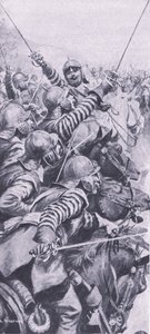 1642年10月23日，Edgehill战役中的骑兵订婚，1915年英国陆地和海上战役的插图