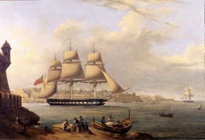 离开大港 乔瓦尼·施兰茨 19 世纪（63 x 43 厘米） 作者 约翰或乔瓦尼·施兰兹