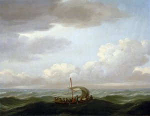 勒克斯伯勒号 "救生艇上的船员。油画，约 1727 年，作者约翰-克莱夫利（1712-1777 年）。