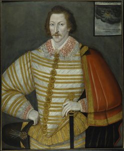 环球航行者托马斯·卡文迪什 (Thomas Cavendish) 的肖像 作者 小约翰 (attr.to) 床
