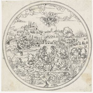 戴安娜和恩底弥翁
碗底：以圣经和神话为题材的风景画（系列名称） 作者 无名氏