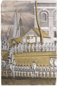 学员在阿姆斯特丹 Slijpsteenmarkt 街的 "Zeerecht "大楼前整队 作者 乔纳斯·泽纳（Jonas Zeuner）
