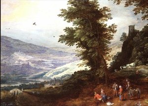 广泛的景观与农民 作者 Joos或Josse de The Younger Momper