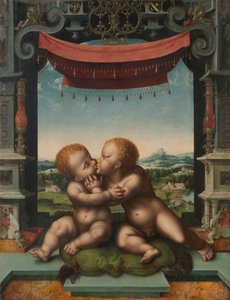 基督和施洗者圣约翰拥抱的婴儿，152025年 作者 Joos van 工作室