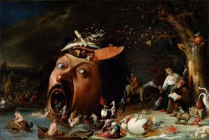 巴洛克：圣安东尼的诱惑，克雷斯贝克，Joos (Josse) van (1605/06-ca 1660)，c。 1650. 布面油画。 卡尔斯鲁厄艺术馆 作者 乔斯·范·克雷斯贝克
