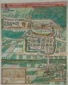 巴尔地图，摘自乔治-布劳恩（1541-1622）和弗兰斯-霍根伯格的《Civitates Orbis Terrarum》，约1572年（彩色版画）。 作者 乔里斯（后）霍夫纳格尔