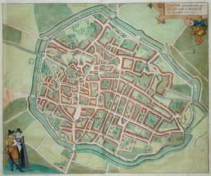 多维平面图，出自乔治-布劳恩（1541-1622）和弗兰斯-霍根堡（1535-90）的《地球上的公民》，约1572年（彩色雕刻）。 作者 乔里斯（后）霍夫纳格尔