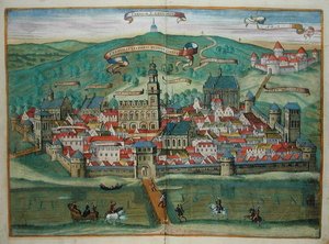 普雷米西亚，来自乔治-布劳恩（1541-1622）和弗兰斯-霍根堡（1535-90）的《地球公民》，约1572年（彩色版画）。