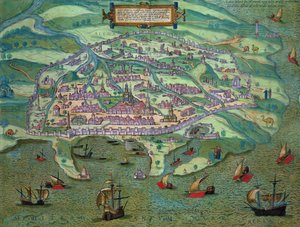 开罗地图，从“世界”布劳恩（1541年至1622年）和弗兰茨Hogenbergh（1535年至1590年），c.1572