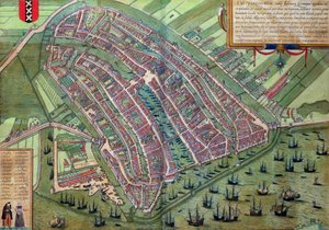 地图阿姆斯特丹，从“世界”布劳恩（1541年至1622年）和弗兰斯·霍根伯格（1535年至1590年），c.1572