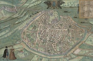 阿维尼翁地图，来自&39;Civitates Orbis Terrarum&39;的Georg Braun（1541-1622）和Frans Hogenberg，1572（彩色雕刻）
