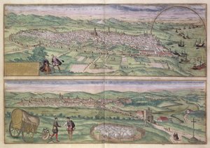 地图巴塞罗那，从“世界”布劳恩（1541年至1622年）和弗兰茨Hogenbergh（1535年至1590年），1567