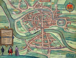 布里斯托尔地图，来自&39;Civitates Orbis Terrarum&39;的Georg Braun（1541-1622）和Frans Hogenberg（1535-90）c.1572-1617