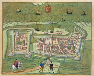 加莱地图，来自&39;Civitates Orbis Terrarum&39;的Georg Braun（1541-1622）和Frans Hogenberg（1535-90），1597（彩色雕刻）