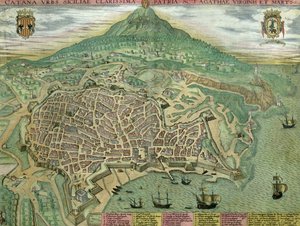 地图卡塔尼亚，从“世界”布劳恩（1541年至1622年）和弗兰茨Hogenbergh（1535年至1590年），c.1572