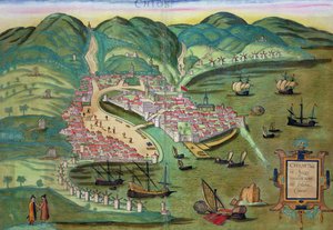 地图希俄斯，从“世界”布劳恩（1541年至1622年）和弗兰茨Hogenbergh（1535年至1590年）c.1572-1617