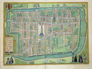 代尔夫特地图，来自&39;Civitates Orbis Terrarum&39;的Georg Braun（1541-1622）和Frans Hogenberg（1535-90）c.1572-1617
