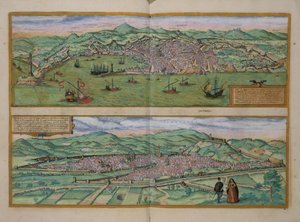热那亚和佛罗伦萨的地图，来自&39;Civitates Orbis Terrarum&39;的Georg Braun（1541-1622）和Frans Hogenberg（1535-90），c.1572