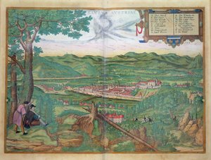 地图林茨，从“世界”布劳恩（1541年至1622年）和弗兰茨Hogenbergh（1535年至1590年）1594
