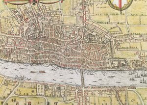 伦敦地图，从“世界”，布劳恩（1542年至1622年）和弗兰斯·霍根伯格（1635至90年），c.1572