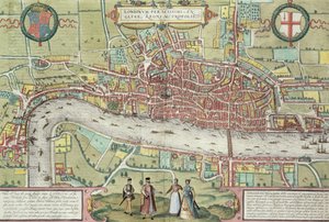 伦敦地图，来自&39;Civitates Orbis Terrarum&39;的Georg Braun（1542-1622）和Frans Hogenburg（1635-90），c.1572（另见51896和58543）