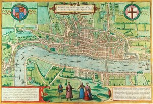伦敦地图，来自&39;Civitates Orbis Terrarum&39;，由Georg Braun（1542-1622）和Frans Hogenburg（1635-90），c.1572（另见51896和66112）