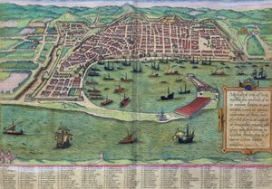 地图墨西拿，从“世界”布劳恩（1541年至1622年）和弗兰茨Hogenbergh（1535年至1590年），c.1572