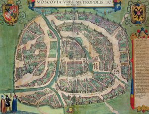 莫斯科地图，从“世界”布劳恩（1541年至1622年）和弗兰茨Hogenbergh（1535至1590年）c.1572-1617 作者 乔里斯·霍夫纳格尔