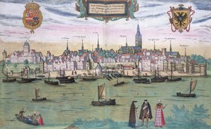 地图奈梅亨，从“世界”布劳恩（1541年至1622年）和弗兰斯·霍根伯格（1535年至1590年），c.1572