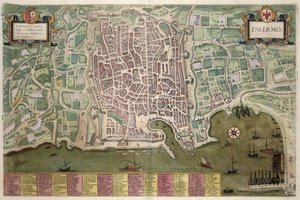 地图巴勒莫，从“世界”布劳恩（1541年至1622年）和弗兰茨Hogenbergh（1535年至1590年）c.1572-1617