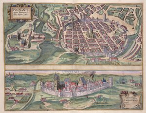 波兹南和Gruczno地图，来自&39;Civitates Orbis Terrarum&39;的Georg Braun（1541-1622）和Frans Hogenberg（1535-90）c.1572-1617