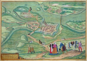 地图林茨，从“世界”布劳恩（1541年至1622年）和弗兰茨Hogenbergh（1535年至1590年）1597