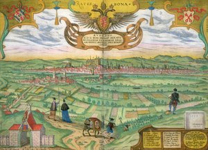 地图雷根斯堡，从“世界”布劳恩（1541年至1622年）和弗兰茨Hogenbergh（1535年至1590年）1594
