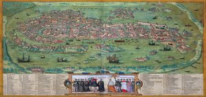地图威尼斯，从“世界”布劳恩（1541年至1622年）和弗兰茨Hogenbergh（1535至1590年），c.1572