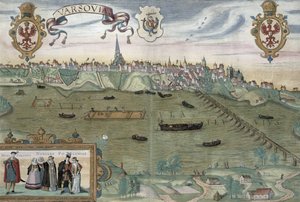 华沙地图，来自&39;Civitates Orbis Terrarum&39;的Georg Braun（1541-1622）和Frans Hogenberg（1535-90）c.1572-1617