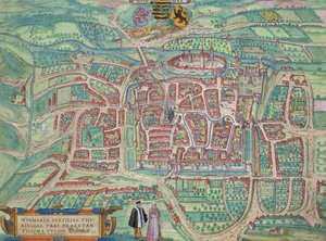 魏玛地图，来自&39;Civitates Orbis Terrarum&39;的Georg Braun（1541-1622）和Frans Hogenberg（1535-90）c.1572-1617 作者 乔里斯·霍夫纳格尔