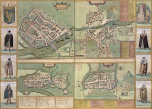 戈尔韦，都柏林，利默里克和科克的地图，来自乔治布劳恩（1541-1622）和弗朗斯霍根贝格（1535-90）的&39;Civitates Orbis Terrarum&39;，c.1573